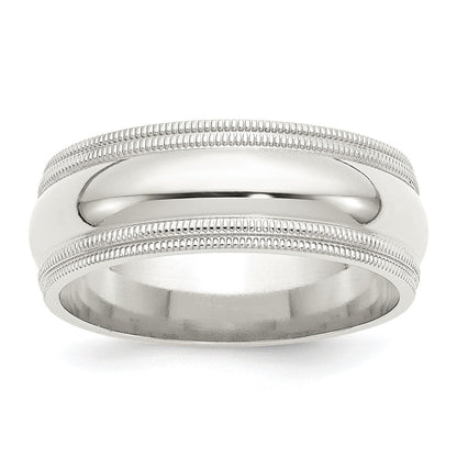 Sterlingsilber 8mm Komfort-Passform Doppelt Milgrain Größe 10.5 Ring