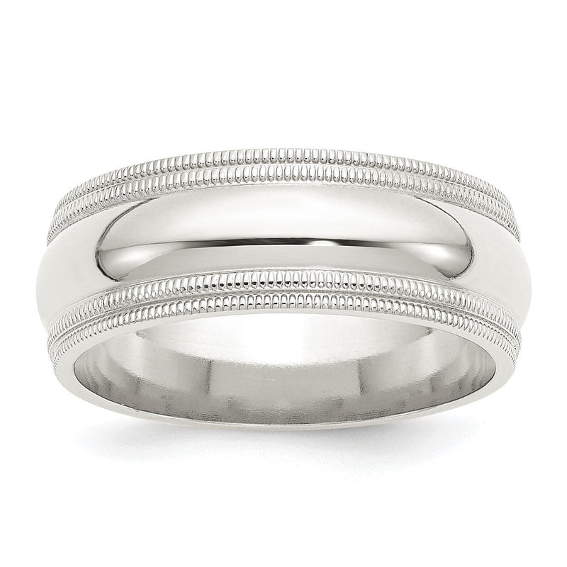 Sterlingsilber 8mm Komfort-Passform Doppelt Milgrain Größe 10.5 Ring