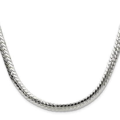 Sterlingsilber Poliert 6.25mm Doppelt Oval Flach Kette