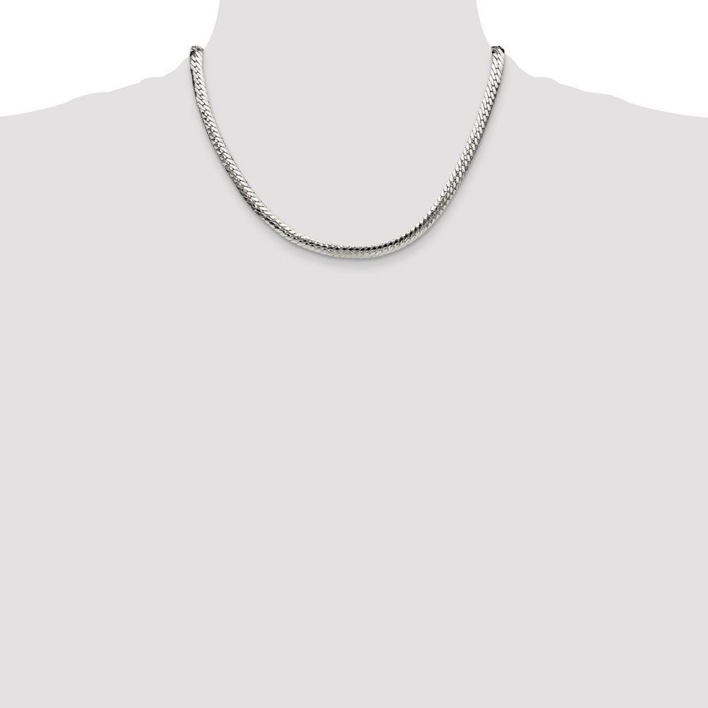Sterlingsilber Poliert 6.25mm Doppelt Oval Flach Kette
