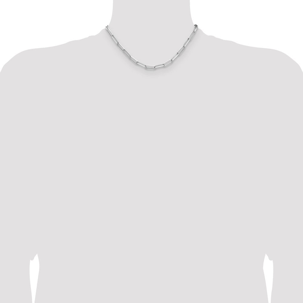 Sterlingsilber Rhodiniert 4.4mm Diamantiert Büroklammer Kette