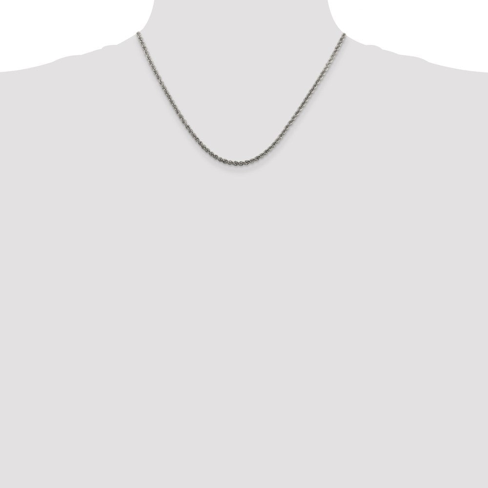 Sterlingsilber Rhodiniert 2.5mm Massiv Kordel Halskette
