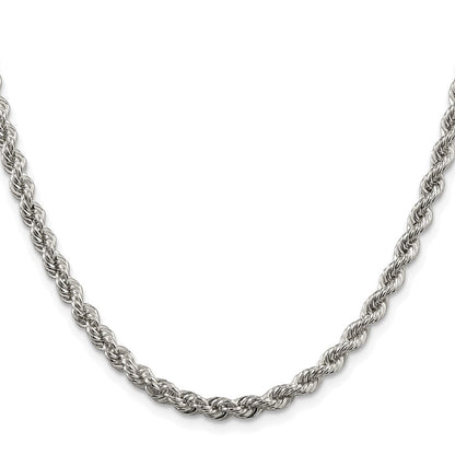 Sterlingsilber Rhodiniert 4.3mm Massiv Kordel Kette