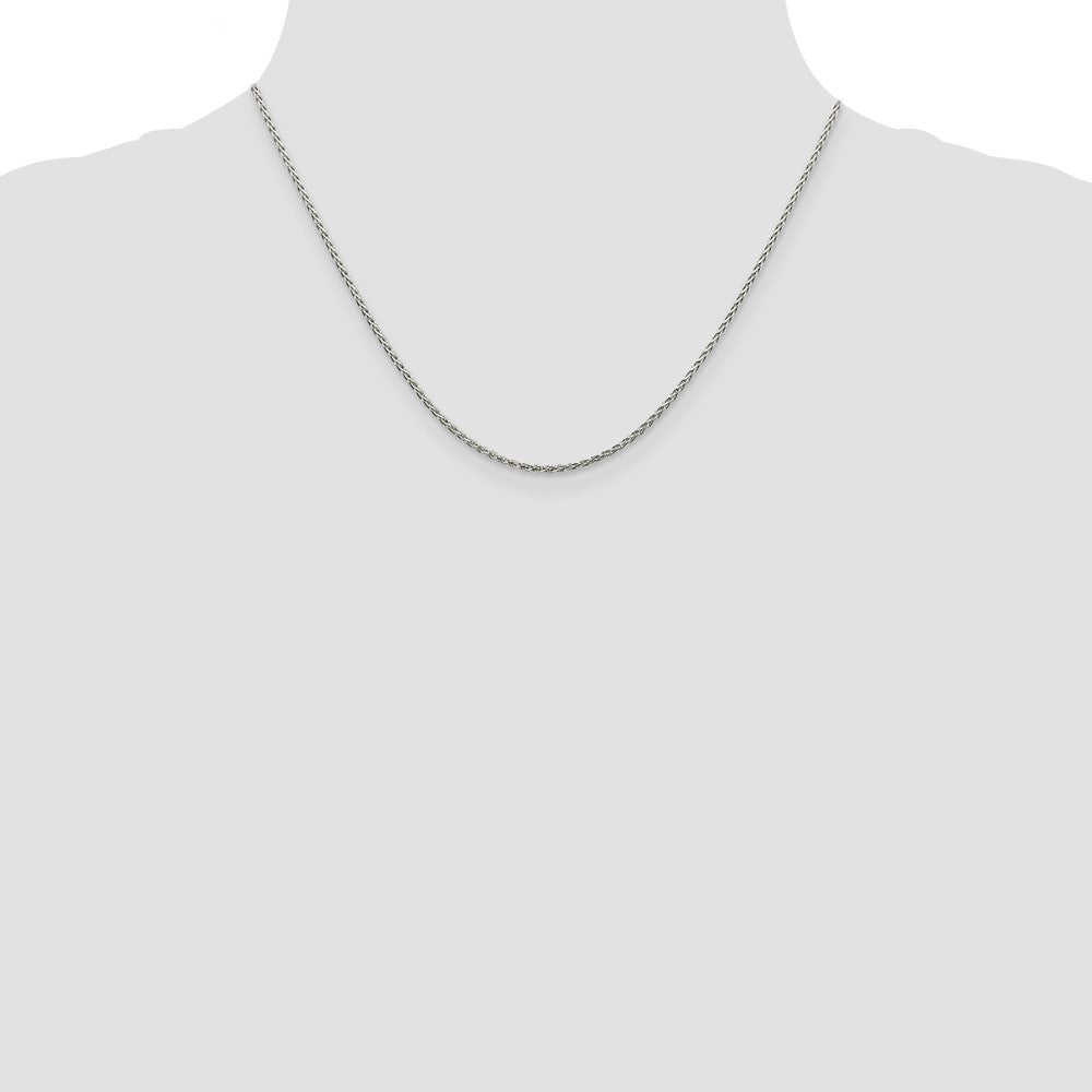 Sterlingsilber 1.5mm Diamantiert Ährenkette Kette mit 2 Zoll Verlängerung. Halskette