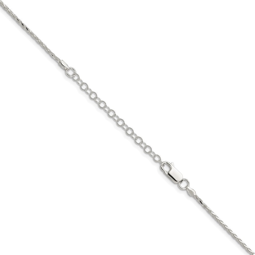 Sterlingsilber 1.5mm Diamantiert Ährenkette Kette mit 2 Zoll Verlängerung. Halskette