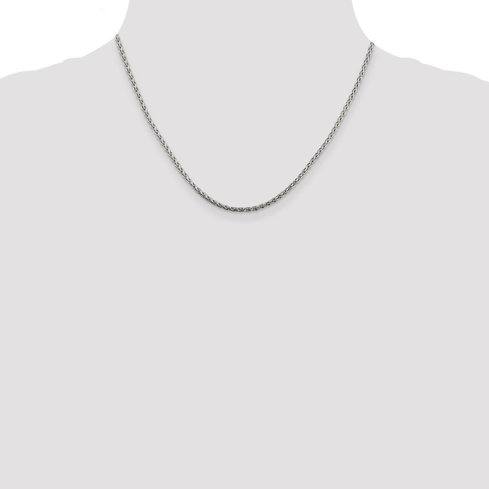 Sterlingsilber 2mm Diamantiert Ährenkette Kette mit 2 Zoll Verlängerung. Halskette