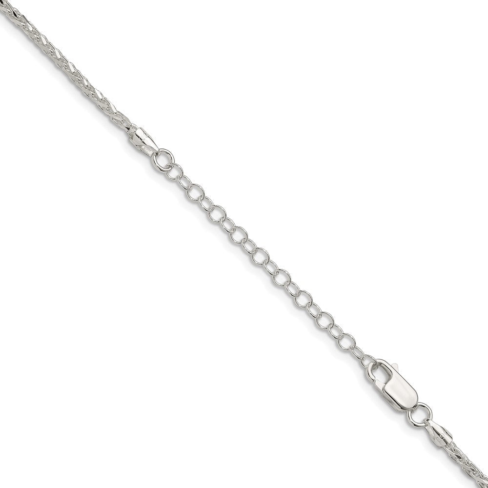 Sterlingsilber 2mm Diamantiert Ährenkette Kette mit 2 Zoll Verlängerung. Halskette