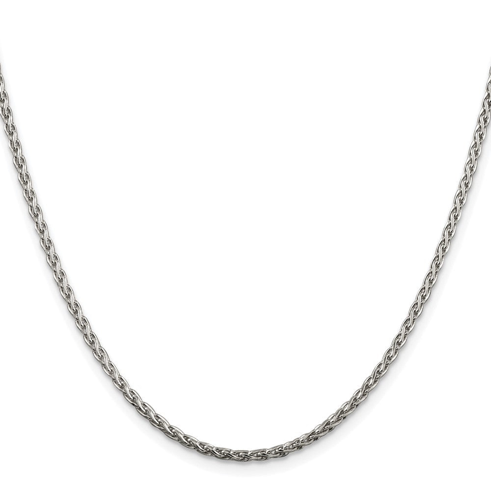 Sterlingsilber Rhodiniert 2mm Diamantiert Ährenkette Kette mit 2 Zoll Verlängerung.