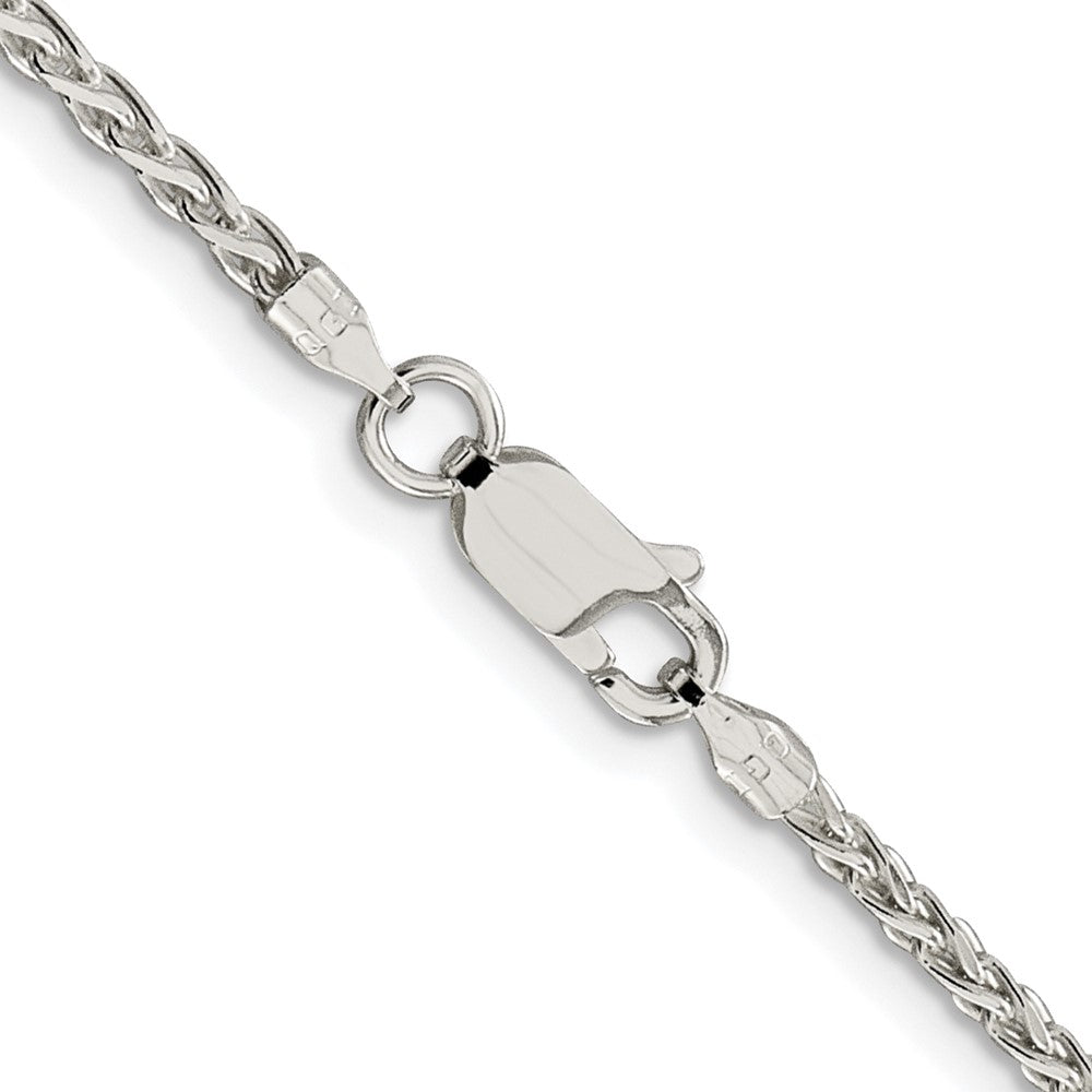 Sterlingsilber Rhodiniert 2mm Diamantiert Ährenkette Kette mit 2 Zoll Verlängerung.