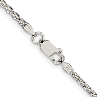 Sterlingsilber Rhodiniert 2mm Diamantiert Ährenkette Kette mit 2 Zoll Verlängerung.
