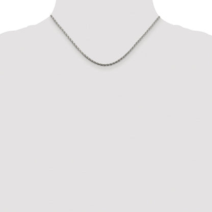Sterlingsilber Rhodiniert 2mm Diamantiert Ährenkette Kette