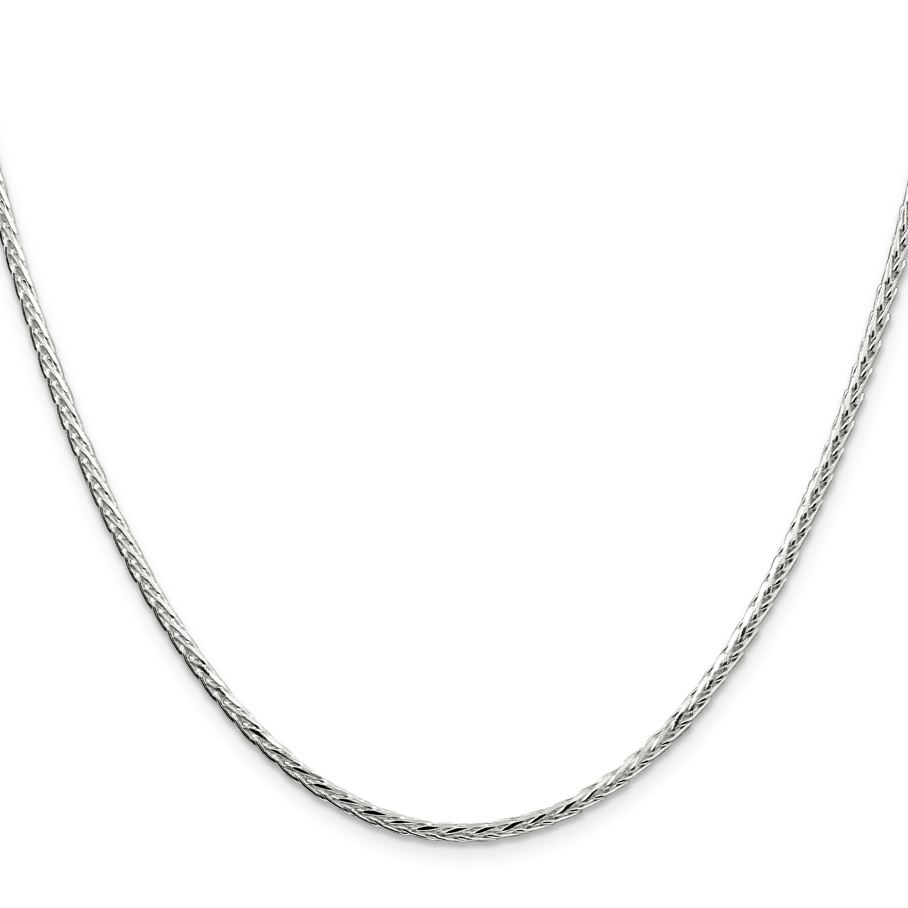 Sterlingsilber 2.5mm Diamantiert Quadratisch Ährenkette Halskette