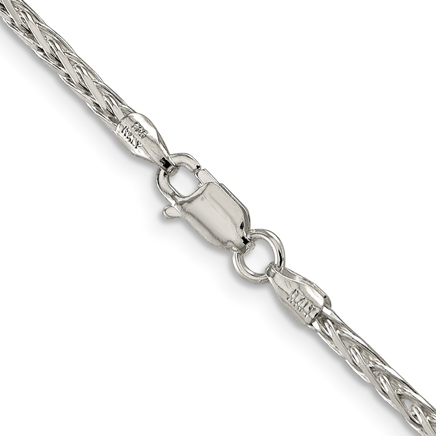 Sterlingsilber 2.5mm Diamantiert Quadratisch Ährenkette Halskette