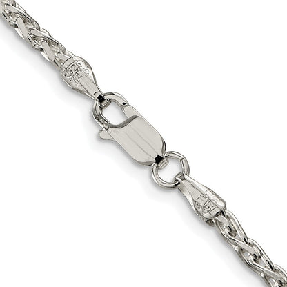 Sterlingsilber Rhodiniert 2.75mm Diamantiert Ährenkette Kette