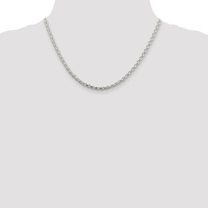 Sterlingsilber 3.5mm Diamantiert Ährenkette Halskette