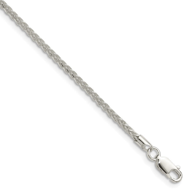 Sterlingsilber 2.1mm Diamantiert Quadratisch Ährenkette Kette