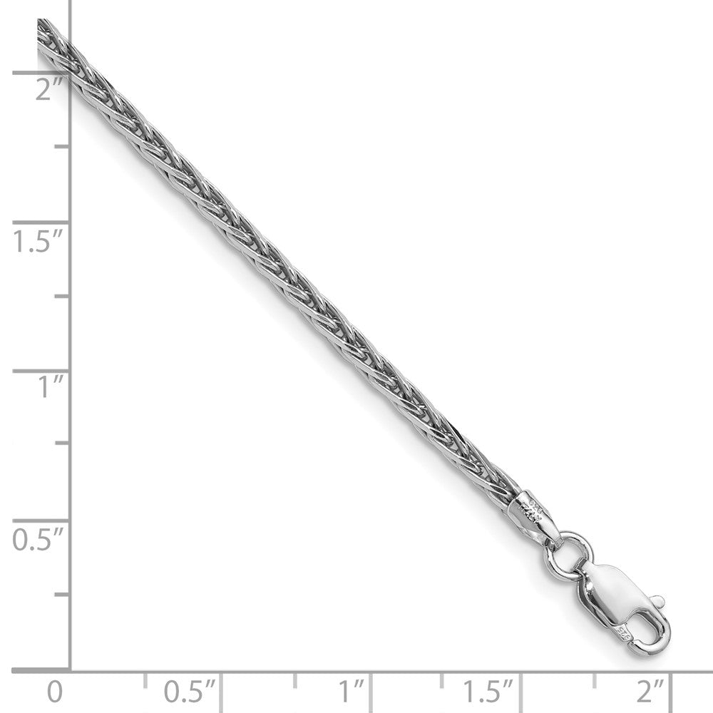 Sterlingsilber Rhodiniert 2.5mm Diamantiert Quadratisch Ährenkette Kette