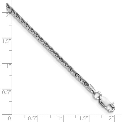 Sterlingsilber Rhodiniert 2.5mm Diamantiert Quadratisch Ährenkette Kette