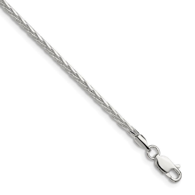 Sterlingsilber 2.5mm Diamantiert Quadratisch Ährenkette Kette