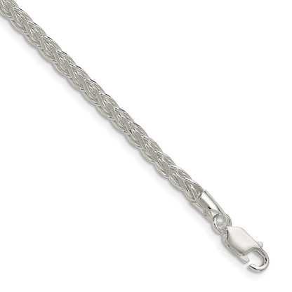 Sterlingsilber 3.5mm Diamantiert Quadratisch Ährenkette Kette