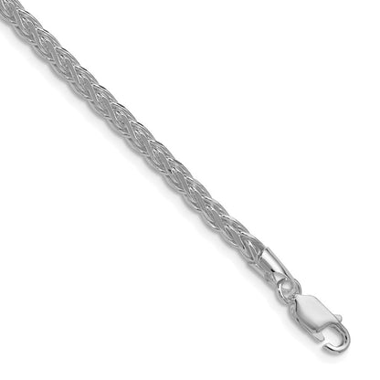 Sterlingsilber Rhodiniert 3.5mm Diamantiert Quadratisch Ährenkette Kette