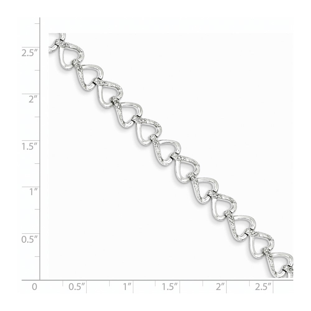 7 Zoll Sterlingsilber Rhodiniert Diamant. Herzen Armband