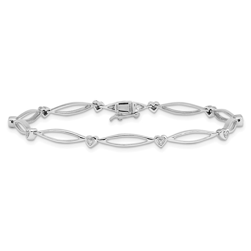 7 Zoll Sterlingsilber Rhodiniert Diamant. Armband
