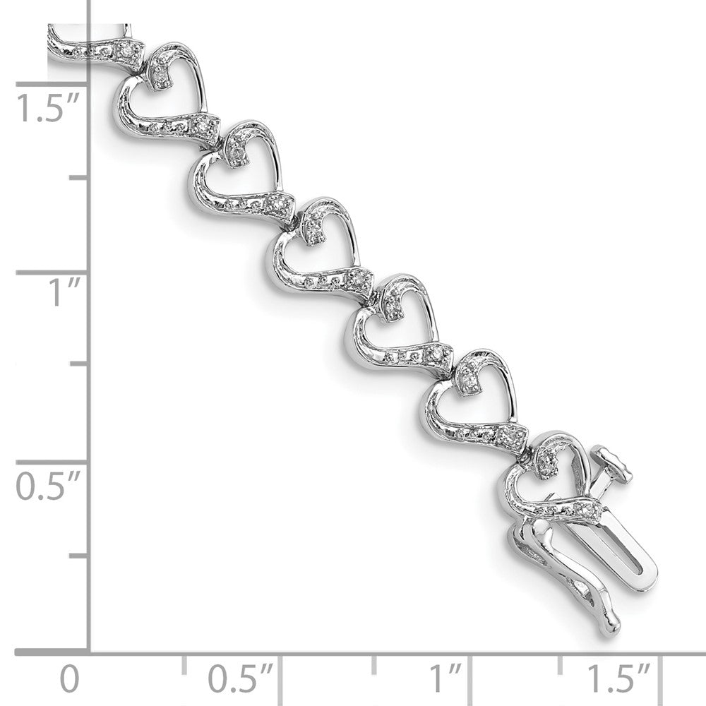 7 Zoll Sterlingsilber Rhodiniert Diamant. Herz Armband