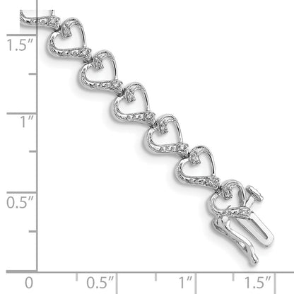 7 Zoll Sterlingsilber Rhodiniert Diamant. Herz Armband
