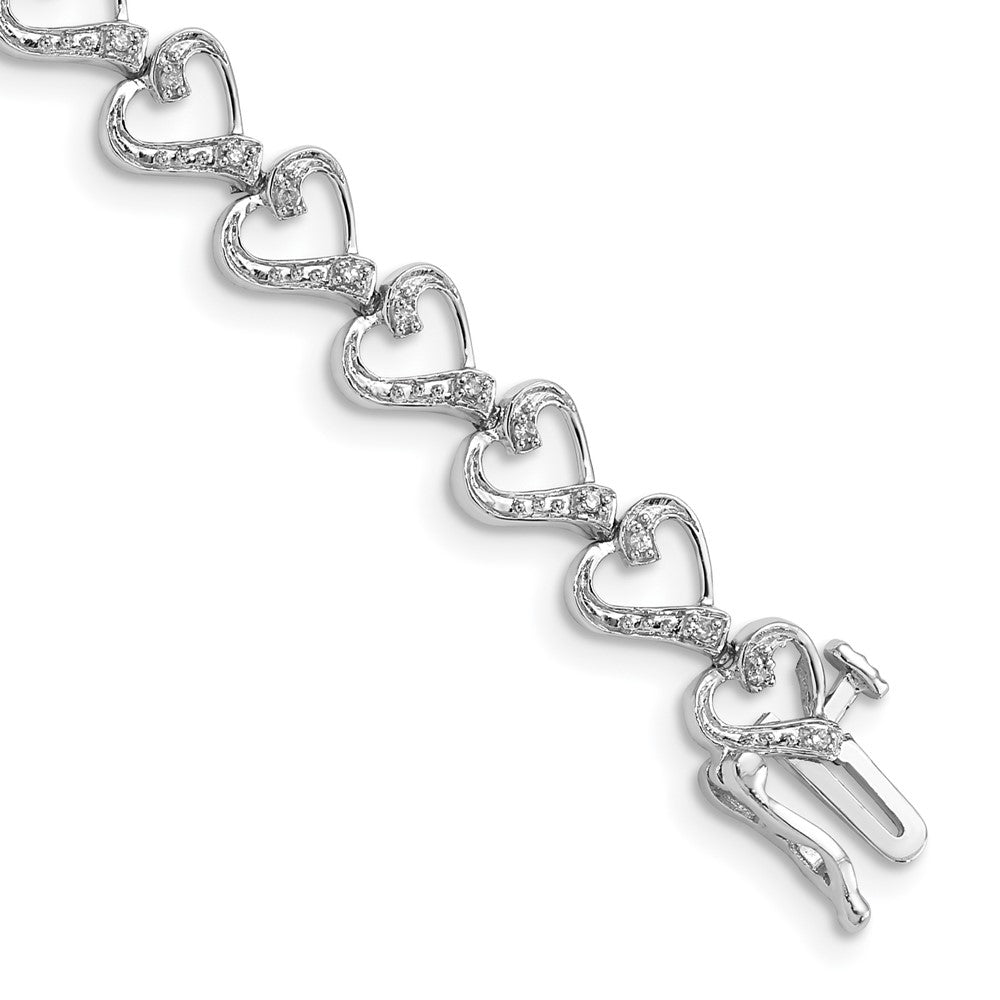 7 Zoll Sterlingsilber Rhodiniert Diamant. Herz Armband