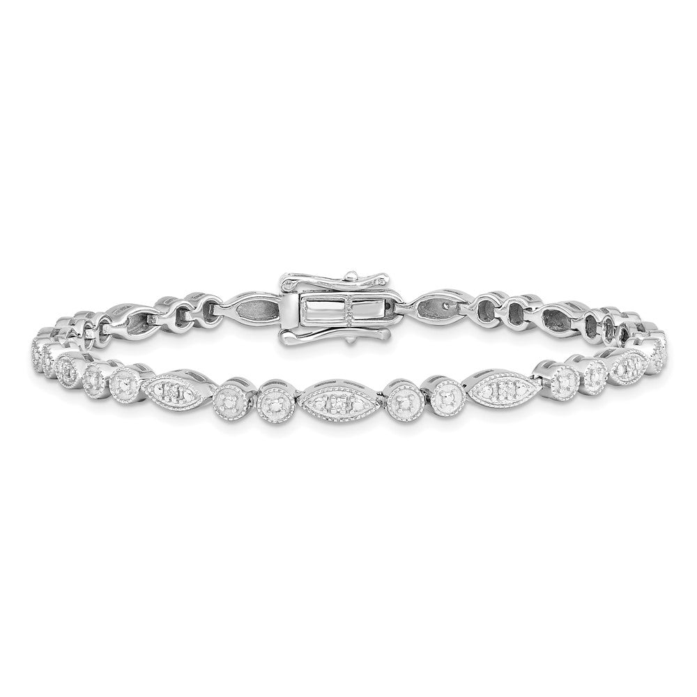 7 Zoll Sterlingsilber Rhodiniert Diamant. Armband