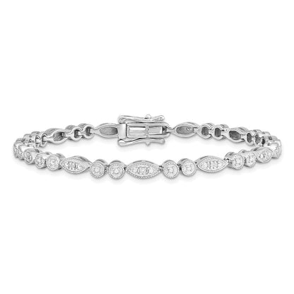7 Zoll Sterlingsilber Rhodiniert Diamant. Armband