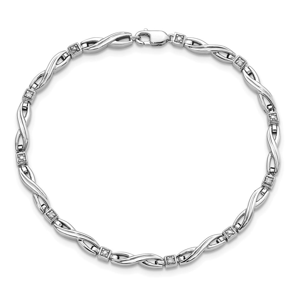 7 Zoll Sterlingsilber Rhodiniert Diamant. Armband