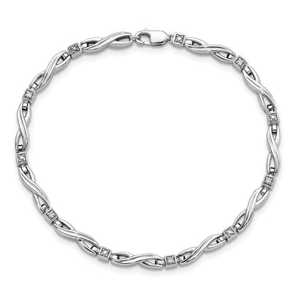 7 Zoll Sterlingsilber Rhodiniert Diamant. Armband