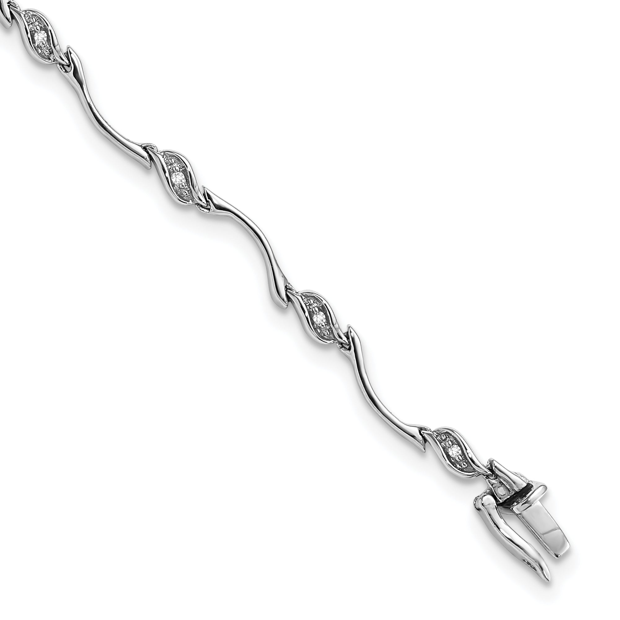 7 Zoll Sterlingsilber Rhodiniert Diamant. Armband