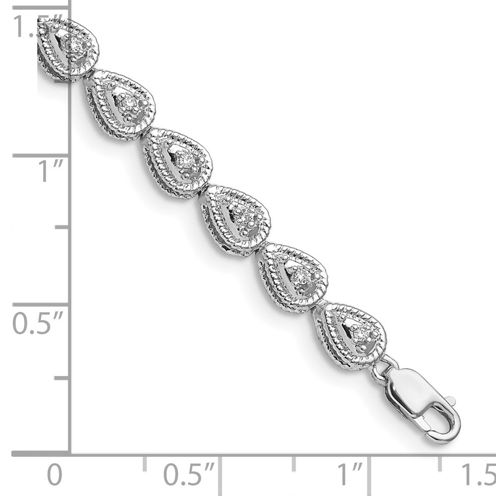 7 Zoll Sterlingsilber Rhodiniert Diamant Tropfen Glieder Armband