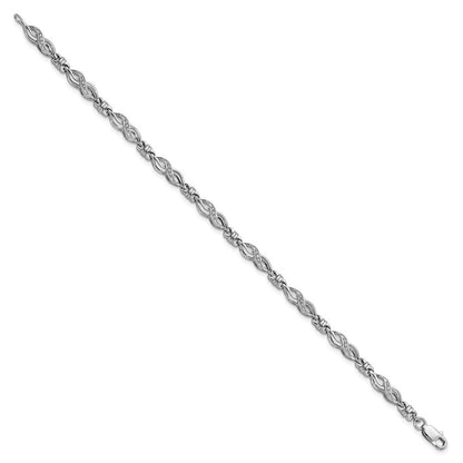 7 Zoll Sterlingsilber Rhodiniert Diamant. Armband