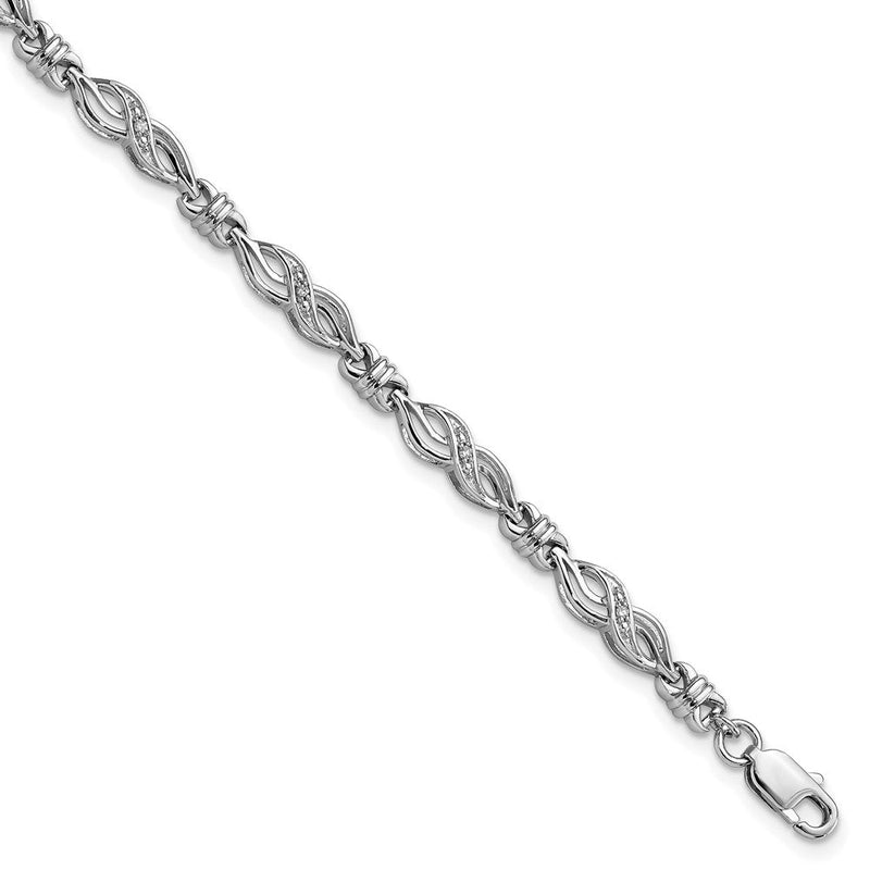 7 Zoll Sterlingsilber Rhodiniert Diamant. Armband