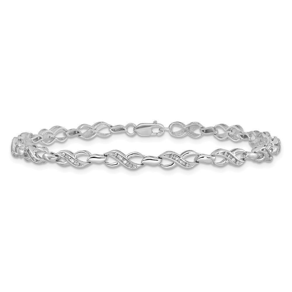 Sterlingsilber Rhodiniert Diamant. Unendlichkeit Symbol Armband