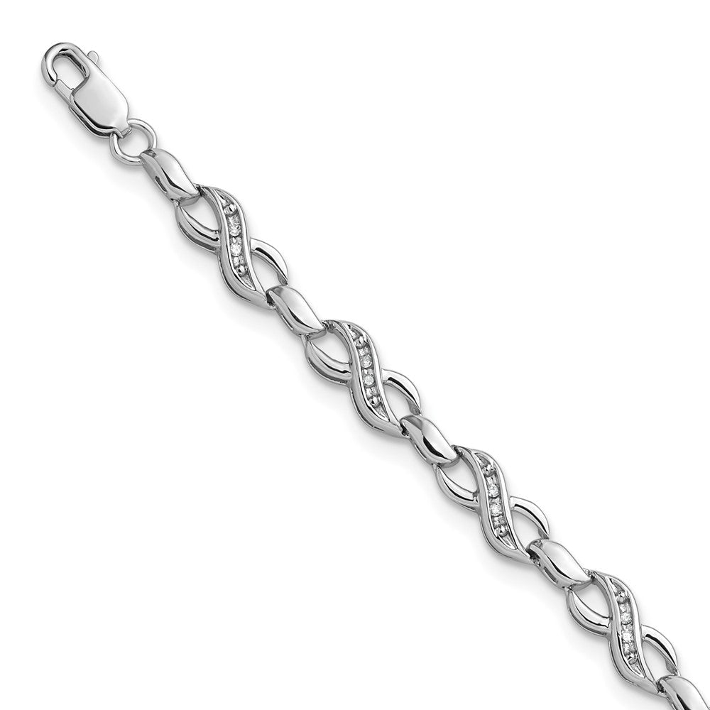 Sterlingsilber Rhodiniert Diamant. Unendlichkeit Symbol Armband