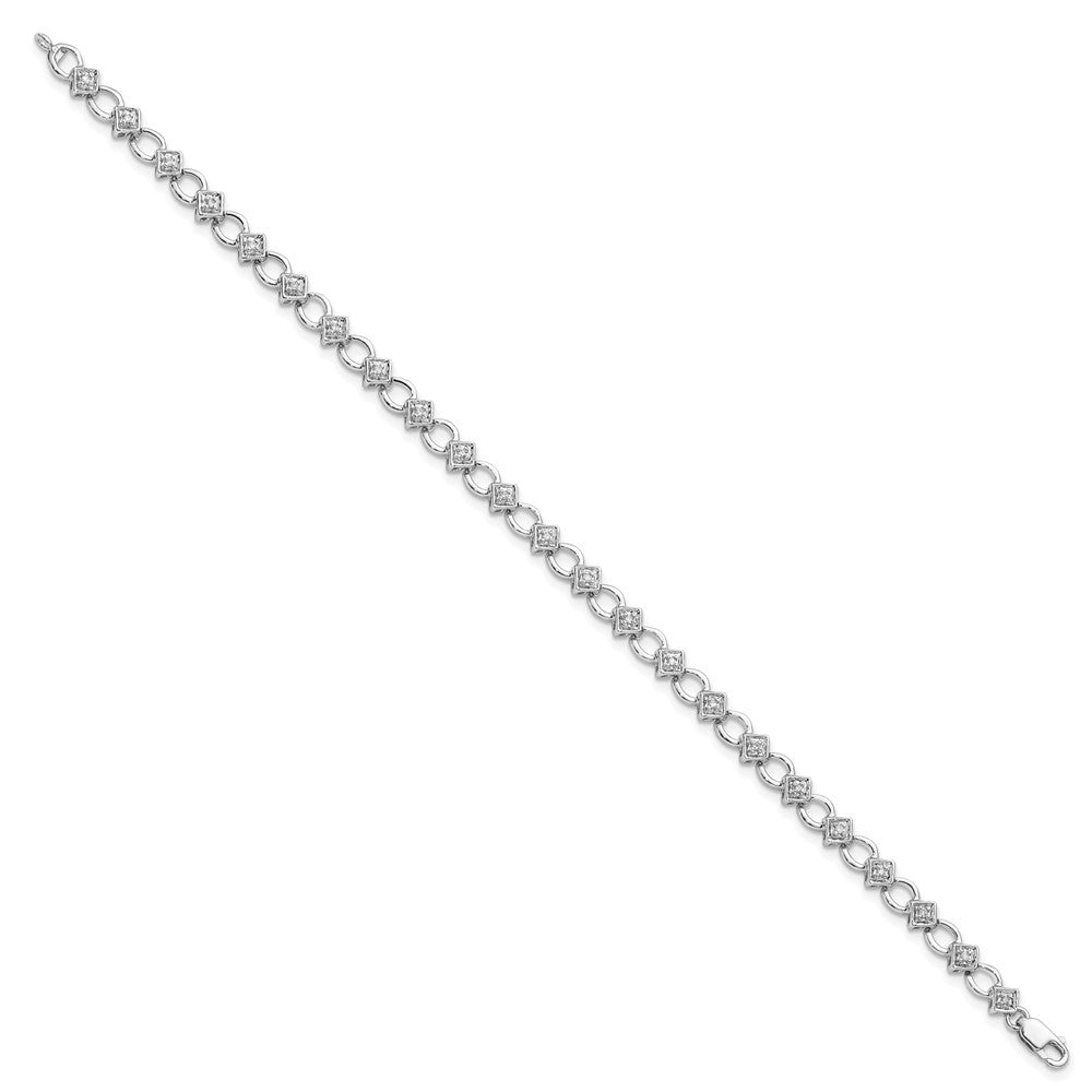 7 Zoll Sterlingsilber Rhodiniert Diamant. Armband