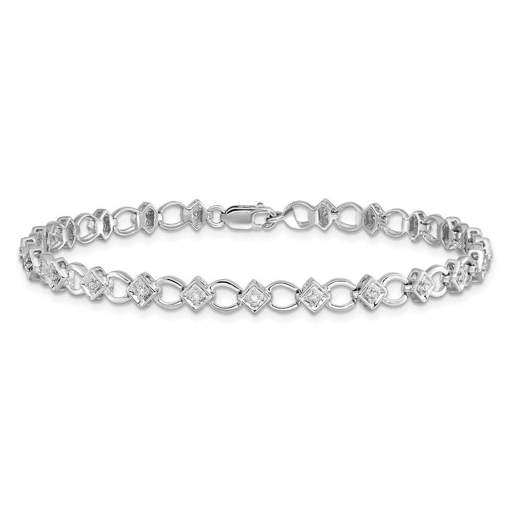 7 Zoll Sterlingsilber Rhodiniert Diamant. Armband
