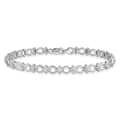 7 Zoll Sterlingsilber Rhodiniert Diamant. Armband