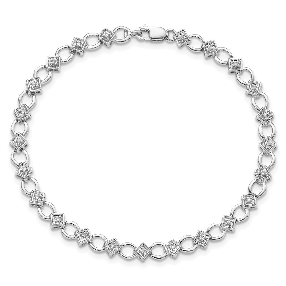 7 Zoll Sterlingsilber Rhodiniert Diamant. Armband