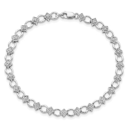 7 Zoll Sterlingsilber Rhodiniert Diamant. Armband