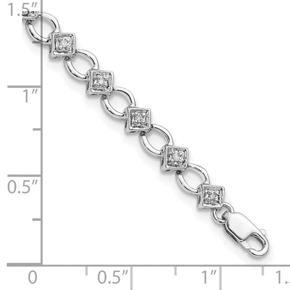 7 Zoll Sterlingsilber Rhodiniert Diamant. Armband
