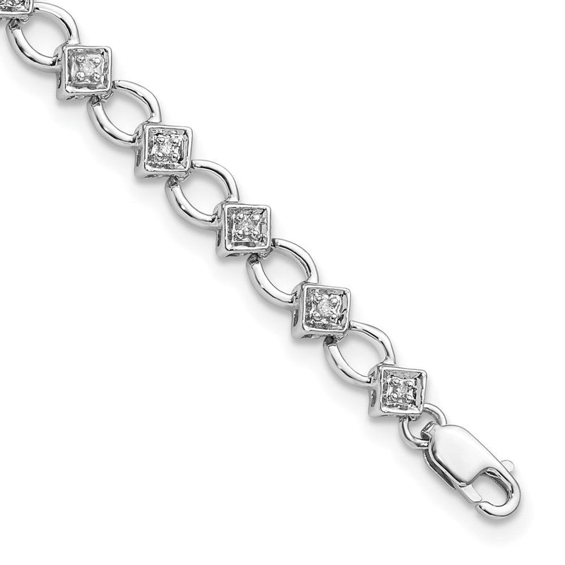7 Zoll Sterlingsilber Rhodiniert Diamant. Armband