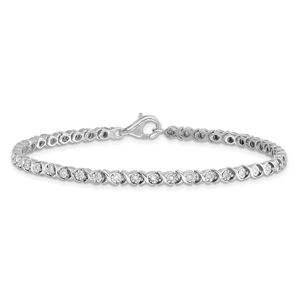 7 Zoll Sterlingsilber Rhodiniert Diamant. Tennis Armband