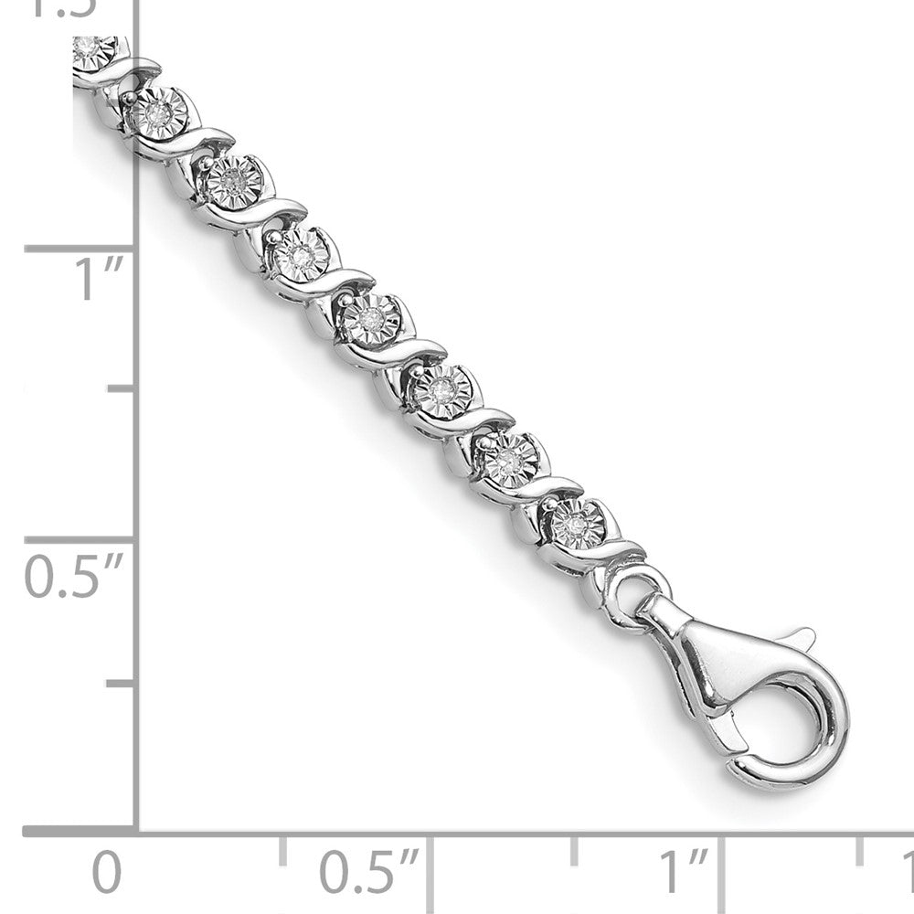 7 Zoll Sterlingsilber Rhodiniert Diamant. Tennis Armband