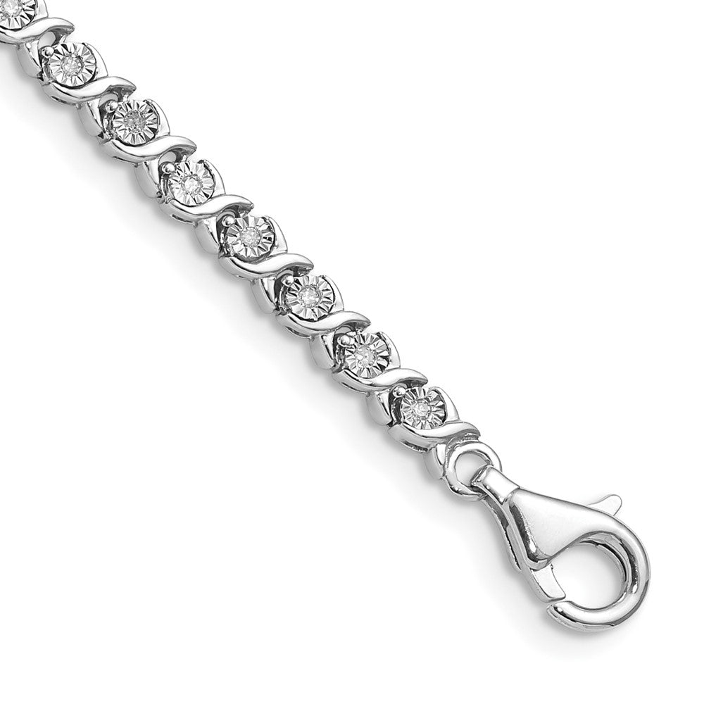 7 Zoll Sterlingsilber Rhodiniert Diamant. Tennis Armband